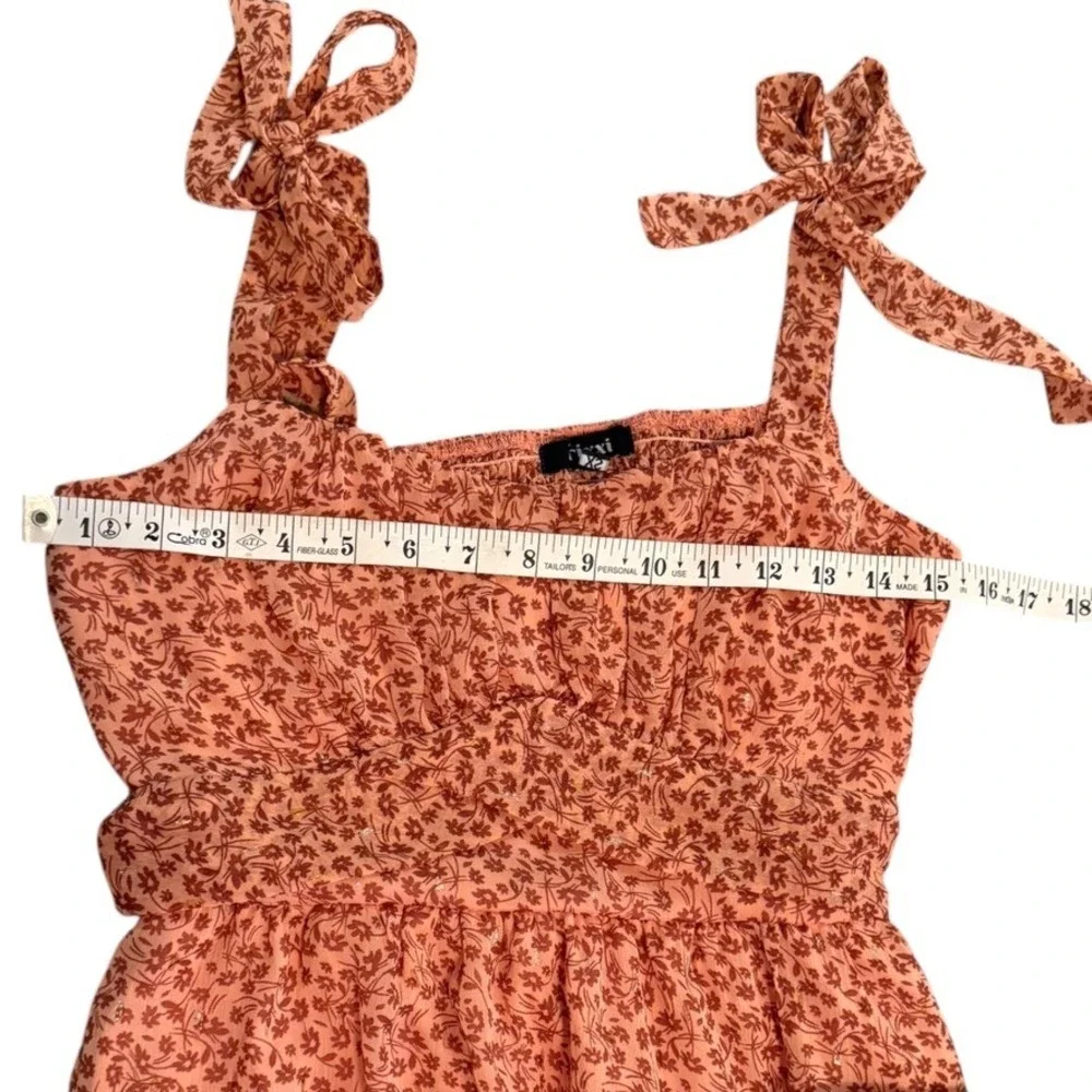 Trixxi Floral Tiered Maxi Dress Rust Orange Lurex XS Boho Cottagecore - Picture 6 of 8
